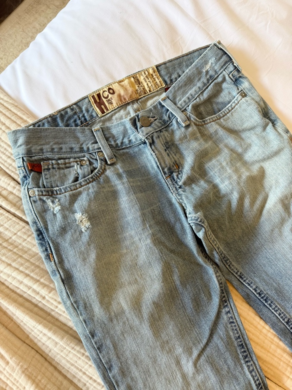 Hollister Light Blue Flare Jeans with Subtle Distressing - Size 3R